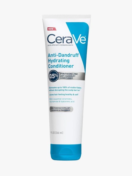 CeraVe Hydrating Anti-Dandruff Conditioner in branded tube component on a light gray background