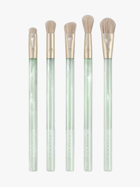 EcoTools Sea Gems Eye Makeup Brush Set in branded components on a light gray background